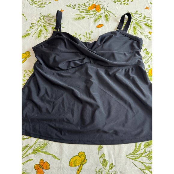 Merona Twist-Front Womens Tankini Top With Adjustable Straps Size 16W Black - Picture 1 of 8